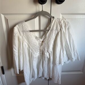 Free People White Eyelet Blouse